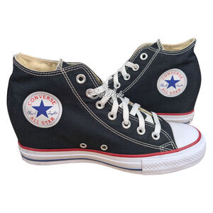 Converse 2016 RARE CTAS Lux Mid Hidden Wedge Black White Canvas Sneaker 9.5